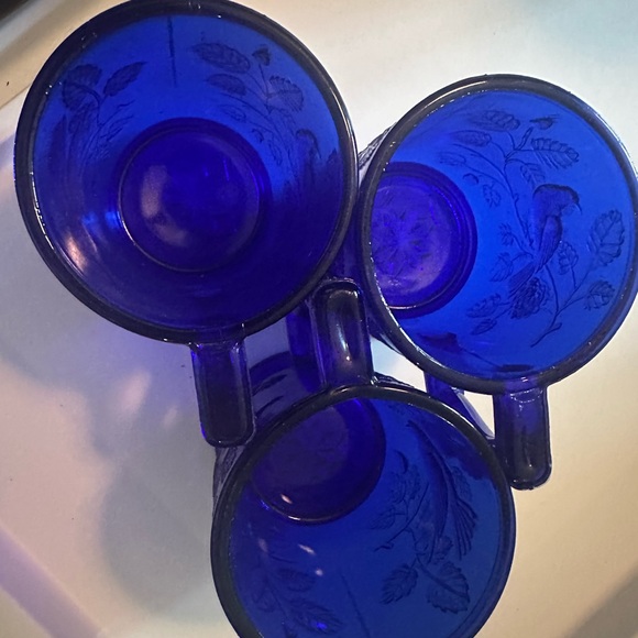 Mosser Glass Robin in Tree Cobalt Blue After Bryce Walker & Co. Set Of 3 (G10) - Picture 6 of 8